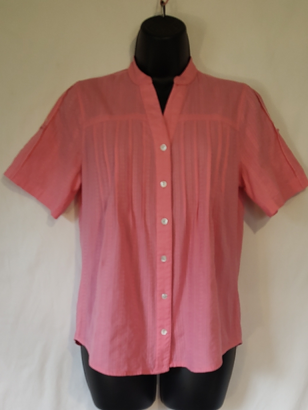 Preswick & Moore Coral Pink Short-Sleeve Button-Down Blouse